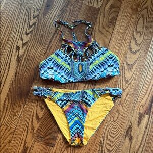 Red Carter High Neck Cut Out Bikini